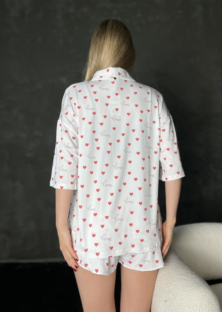 Пижама с шортами, принт сердце 72455277\25