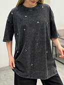 Футболка винтажная с сердечками Корея 72461888\10