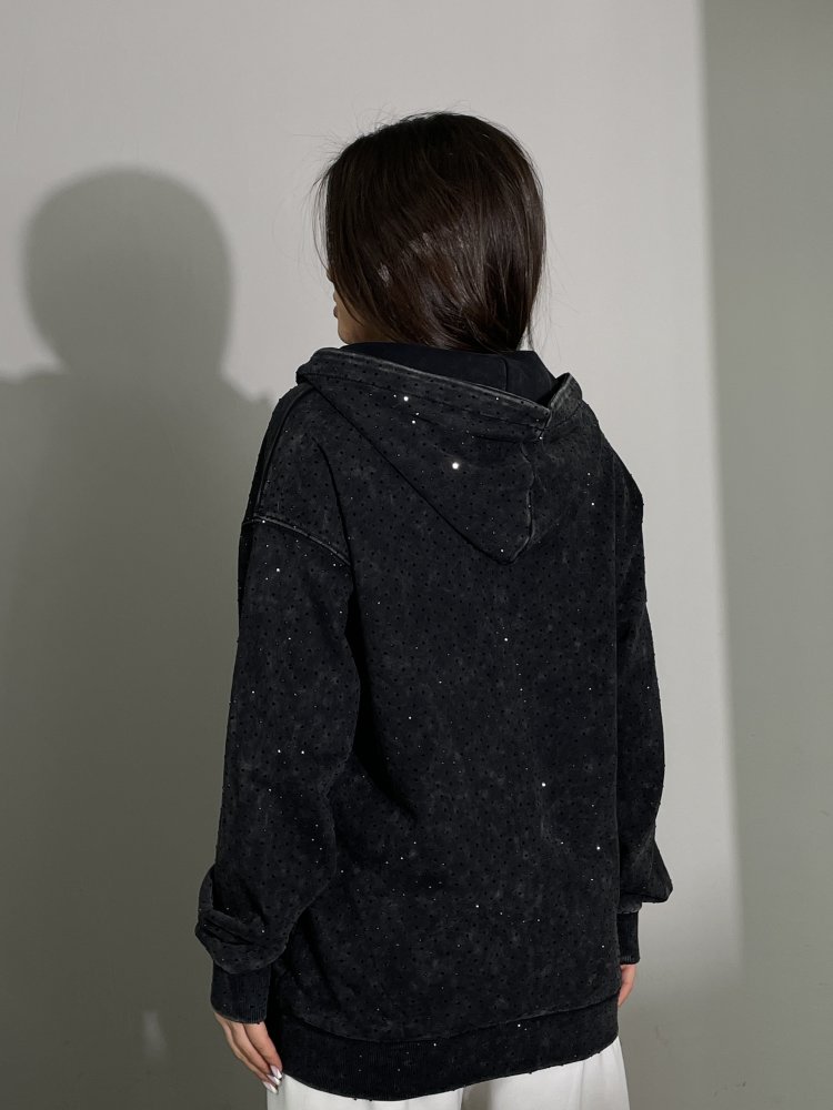 Винтажное зип-худи со стразами 72449313\1008