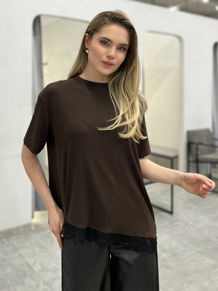 Футболка с кружевом 72461861\1013