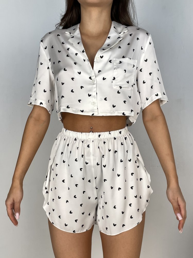 Пижама атласная с шортами 72455289\25