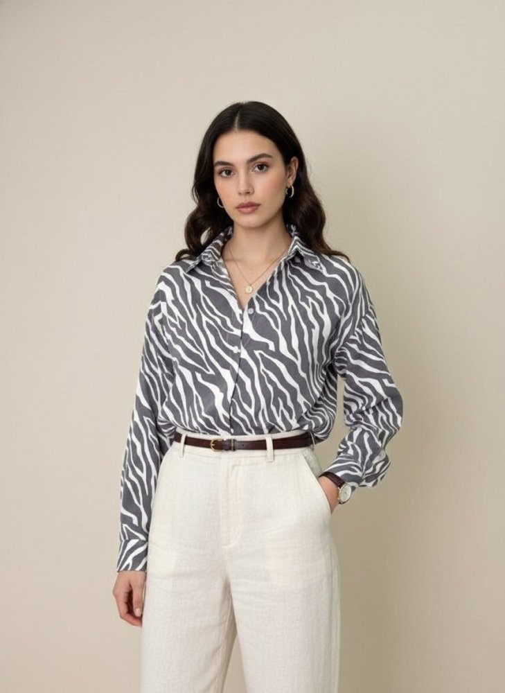 Рубашка SHOPDAANNA с анималистичным принтом 72456102\95