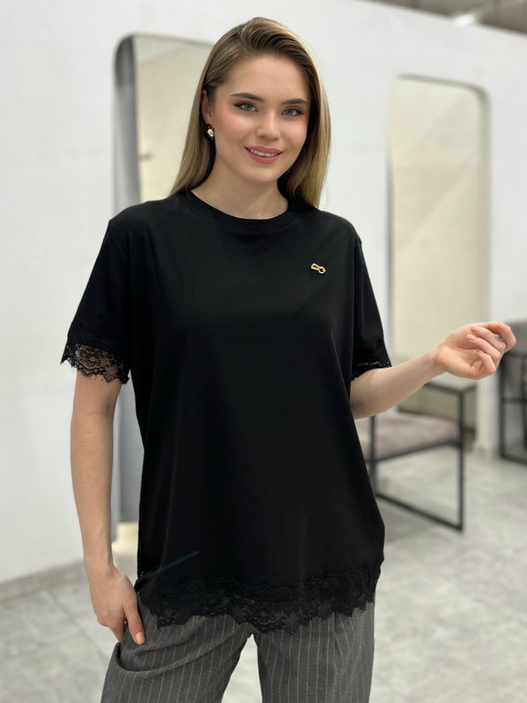 Футболка с кружевом 72461877\15