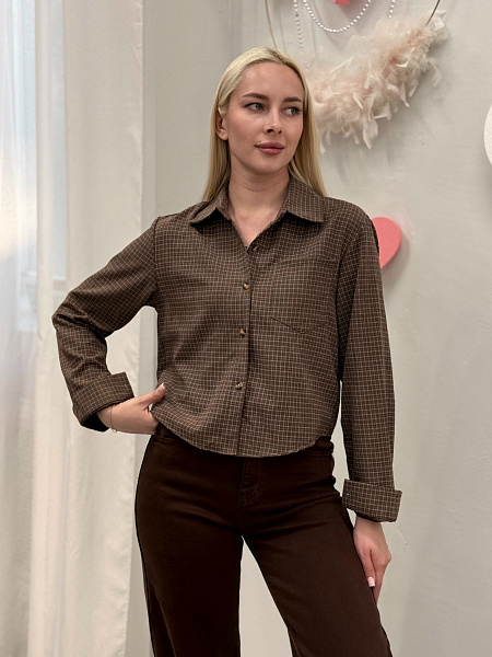 Рубашка в клетку укороченная 72461917\1013