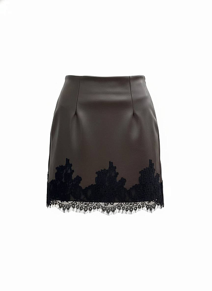 Юбка с кружевом (искусственная кожа) 72461250\1031