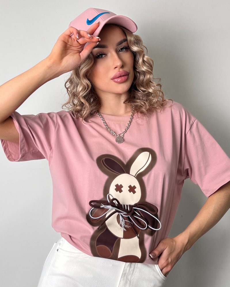 Футболка с зайцем oversize 72437393\957