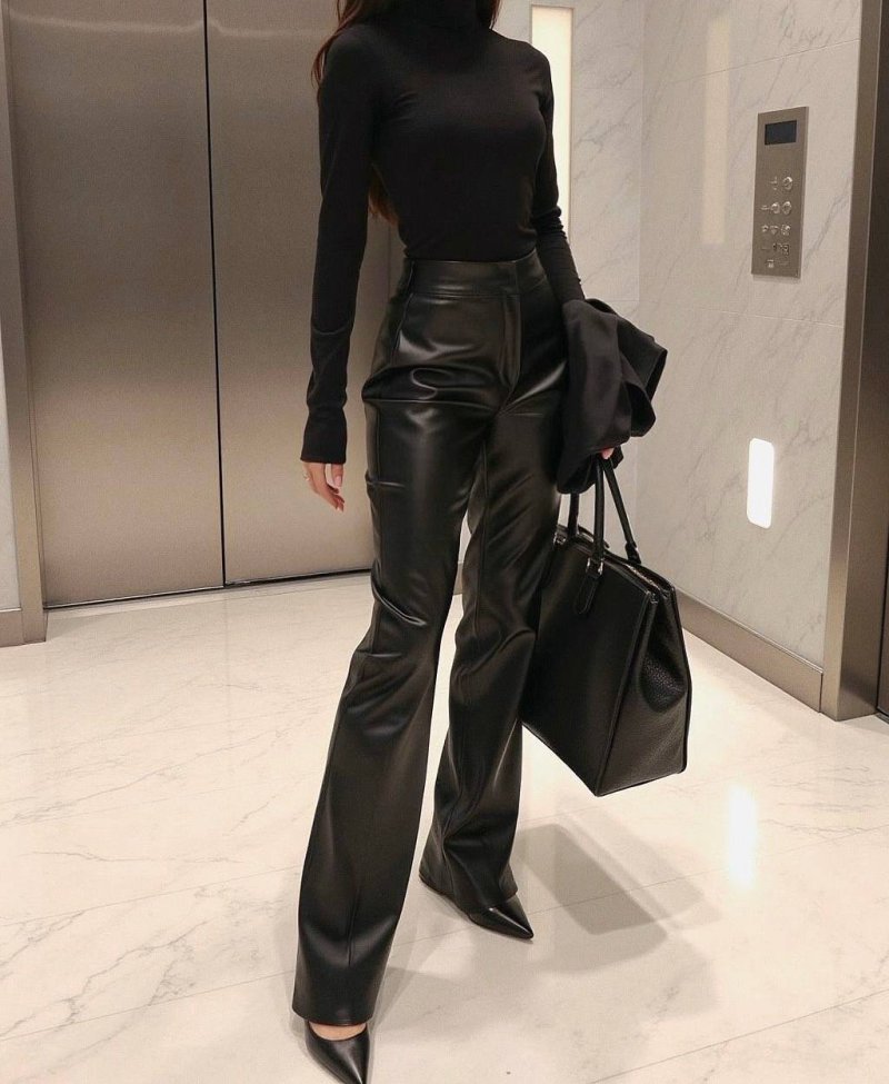 Брюки клеш экокожа 72460984\15