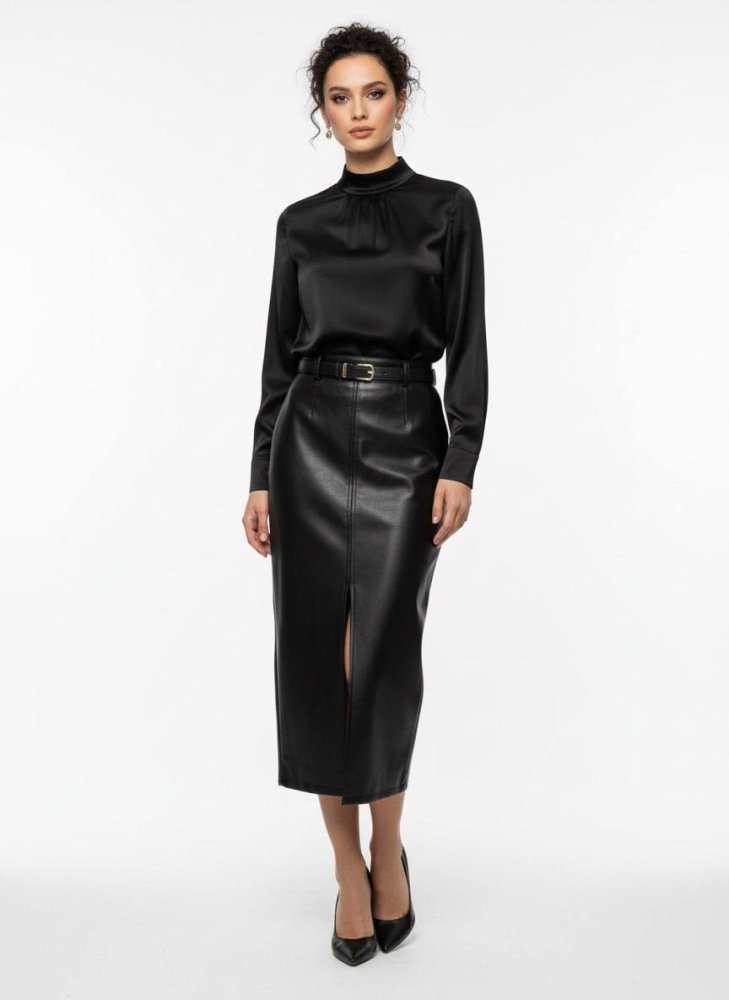 Юбка с разрезом (экокожа) 72461256\15