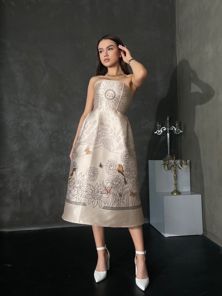 Атласное платье - бандо миди Exclusive 72452577\717