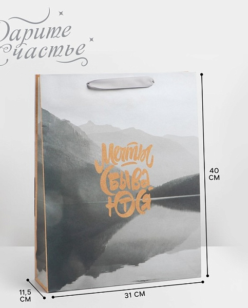 Пакет подарочный вертикальный «Мечты сбываются», L31 х 40 × 11.5 см 72451359\10