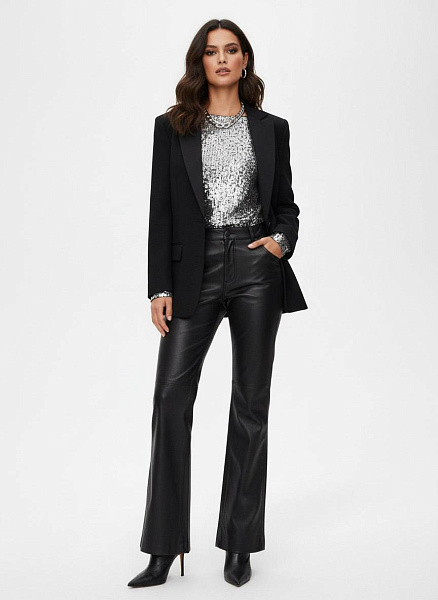 Брюки клеш (искусственная кожа) 72460976\15