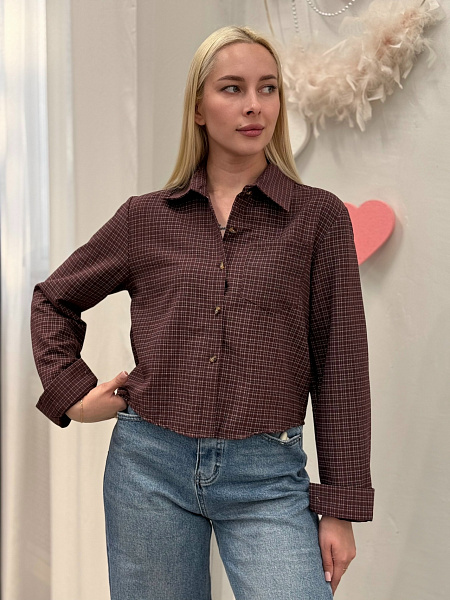 Рубашка в клетку укороченная 72461917\428