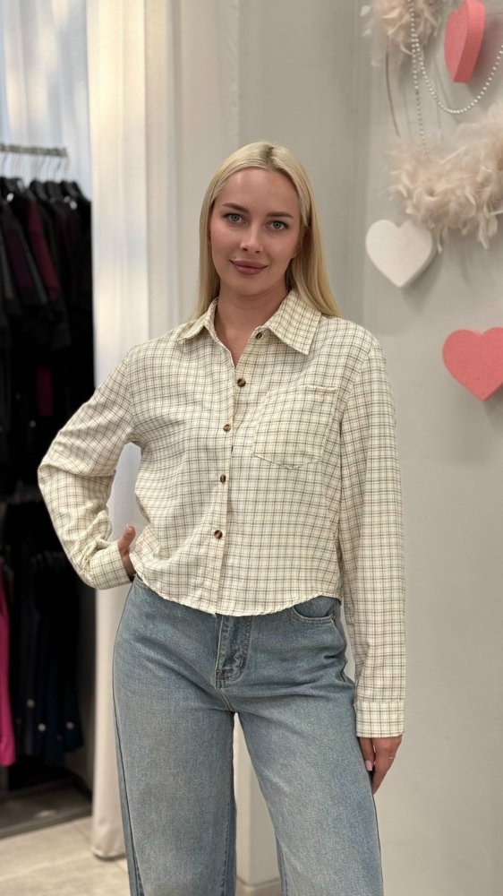 Рубашка в клетку укороченная 72461917\751
