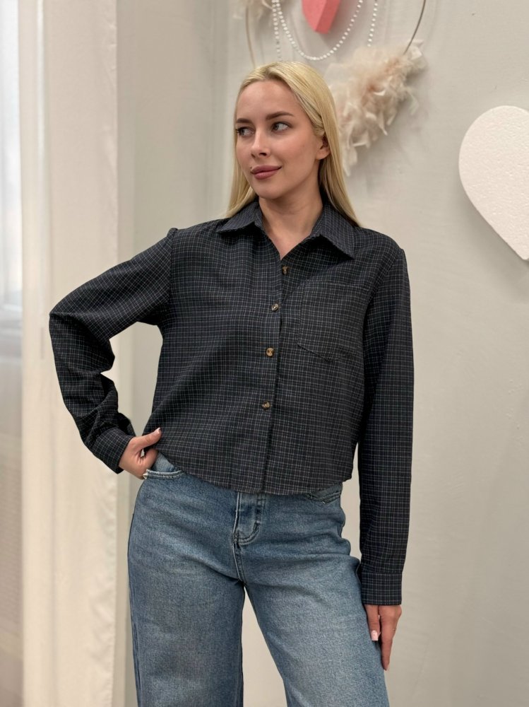 Рубашка в клетку укороченная 72461917\1008