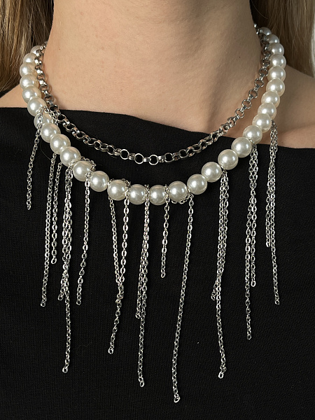 Бусы многослойные из искусственного жемчуга 72459467\25